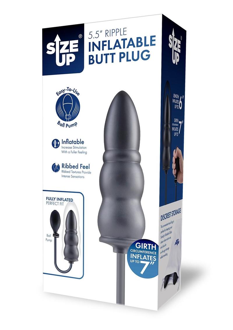 Size Up 5.5 Ripple Inflatable Butt Plug - Black