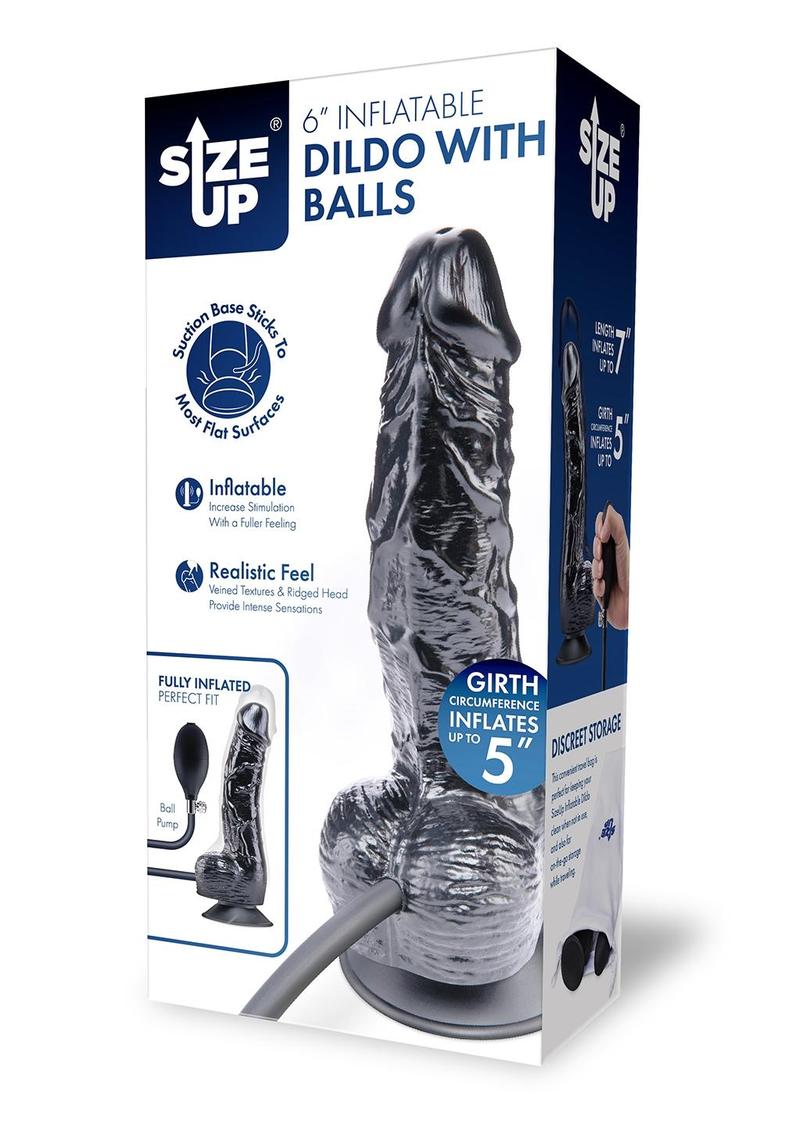 Size Up 6 Inflatable Dildo with Balls - Black