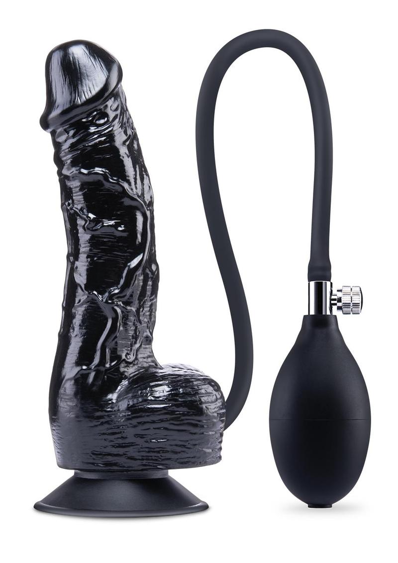 Size Up 6 Inflatable Dildo with Balls - Black