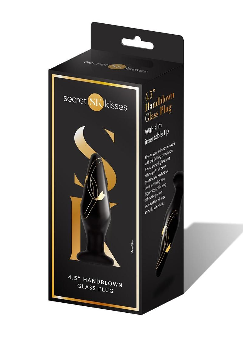 Secret Kisses-4.5 Handblown Glass Plug - Black/Gold