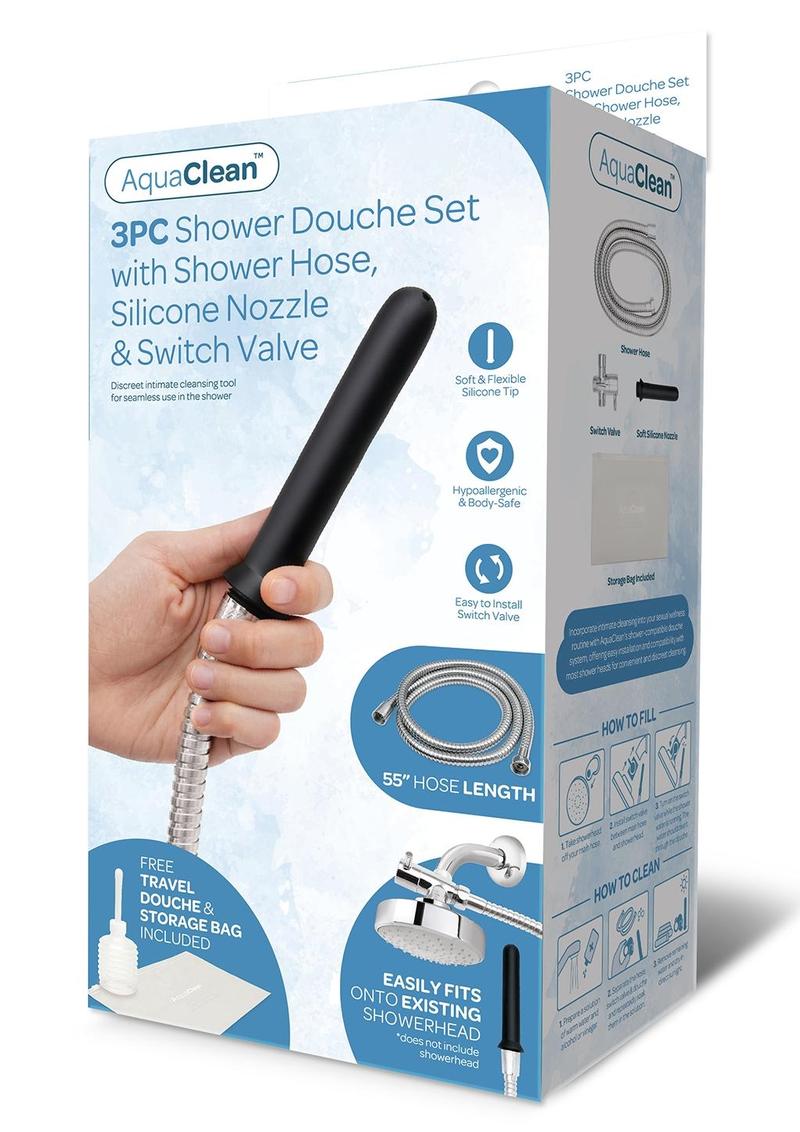 Standard Douche AquaClean 3 Piece Shower Douche Set with Hose, Nozzle & Switch Valve