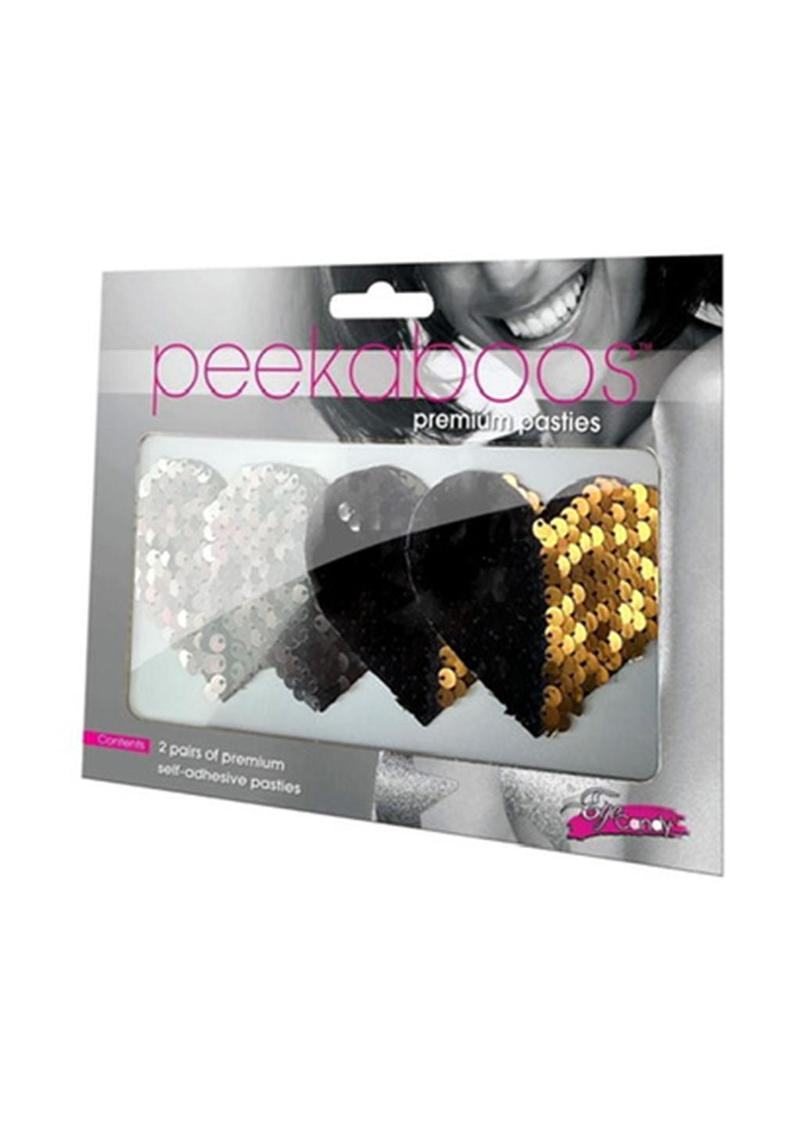 Reversible Sequin Hearts - Black/Gold/Silver