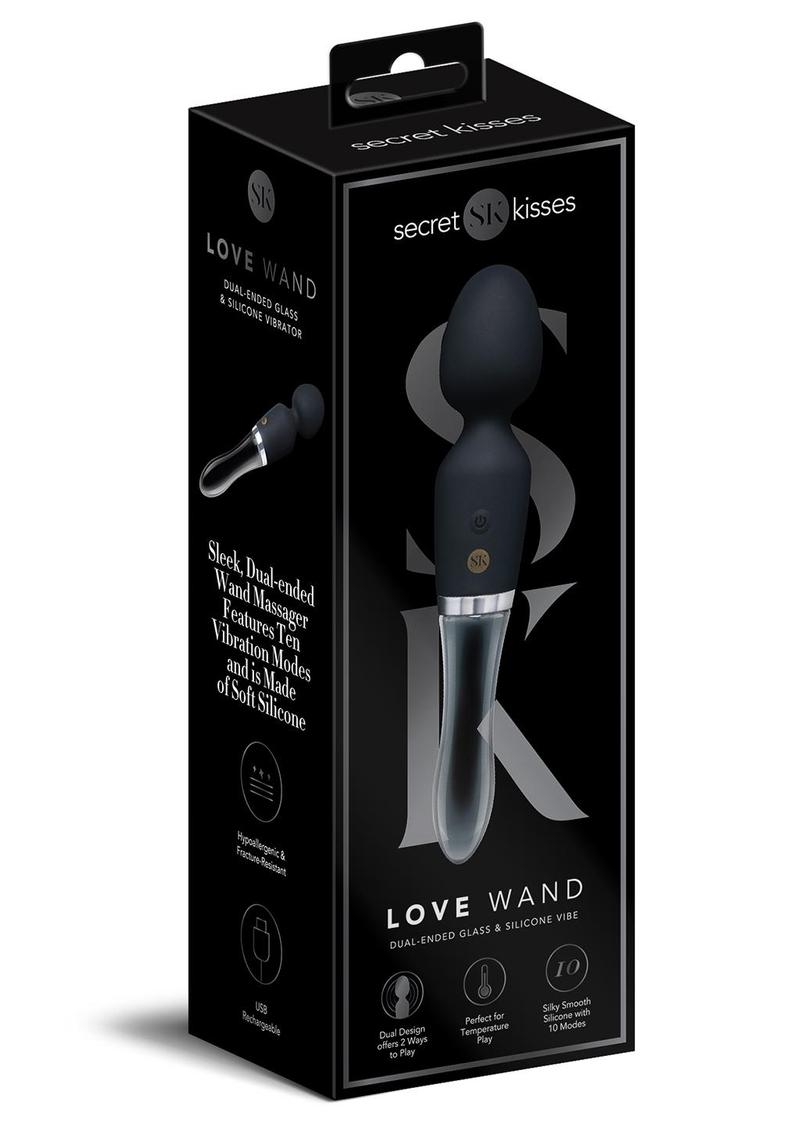 Secret Kisses | Love Wand Dual Ended Glass and Silicone Vibe Secret Kisses | Love Wand Dual Ended Glass and Silicone Vibe