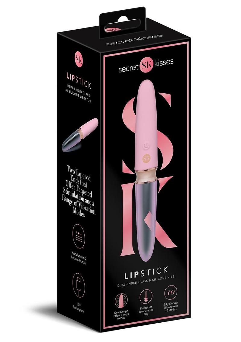 Secret Kisses | Lipstick Dual Ended Glass and Silicone Vibe Secret Kisses | Lipstick Dual Ended Glass and Silicone Vibe